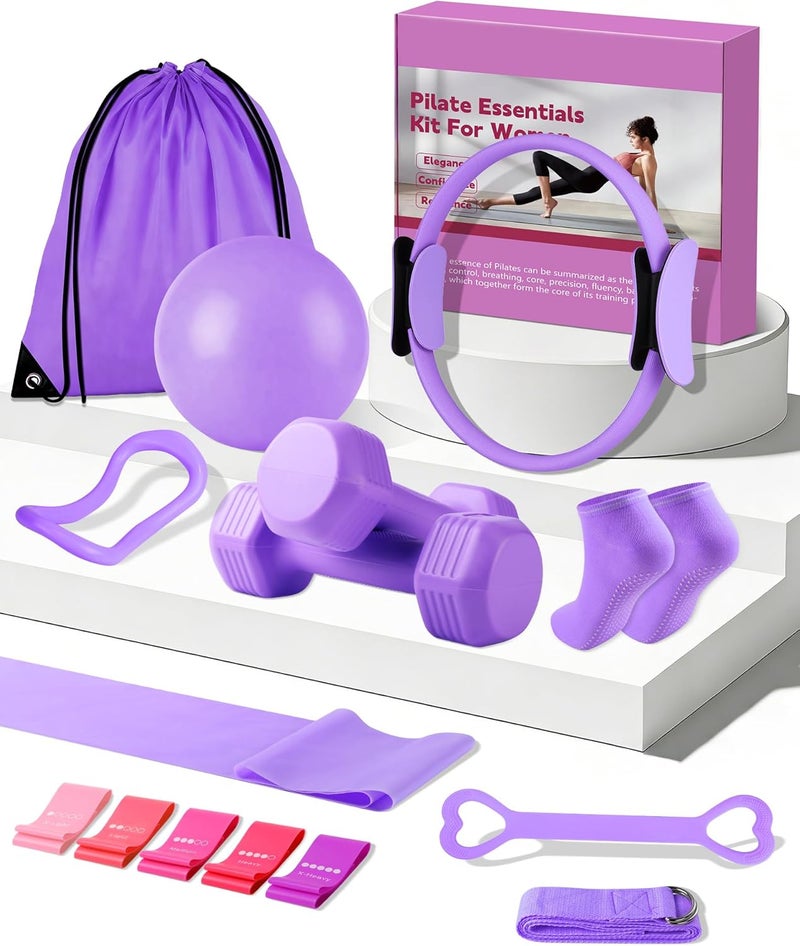 PATISYNC 13/15Pcs Pilates Kit for Women, Pilates Equipment for Home Workouts with Magic Circle, Ball, Resistance Bands, Pilates Starter Set for Strength, Toning and Flexibility - Image 1